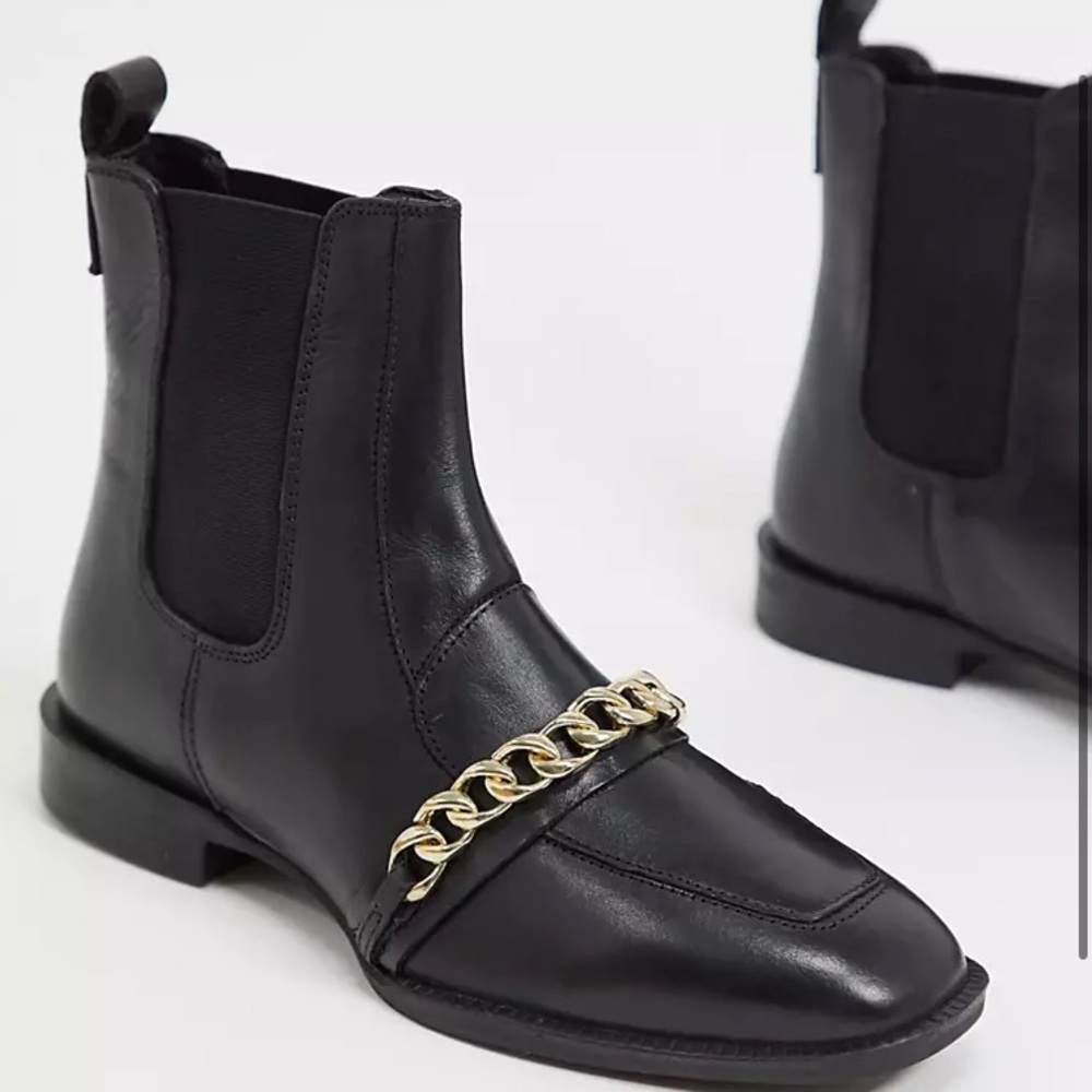 ASOS Gold Chain Leather boots